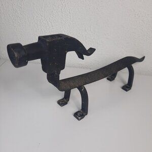 Welded Scrap Metal Dog Figurine Hammer Head Boot Scraper 15", 6" Tall UNIQUE VTG